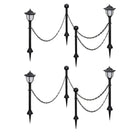 Solar lamps 4 pcs with fence and poles