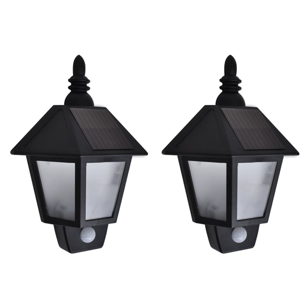 Solar-Wandlampen Met Bewegingsensor Zwart 1 2