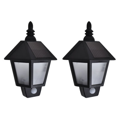 Solar-Wandlampen Met Bewegingsensor Zwart 1 2