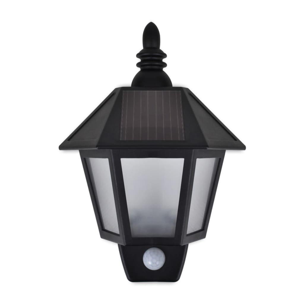 Solar-Wandlampen Met Bewegingsensor Zwart 1 2