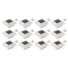 Solarlampen 12 st LED vierkant 12x6.5 cm wit