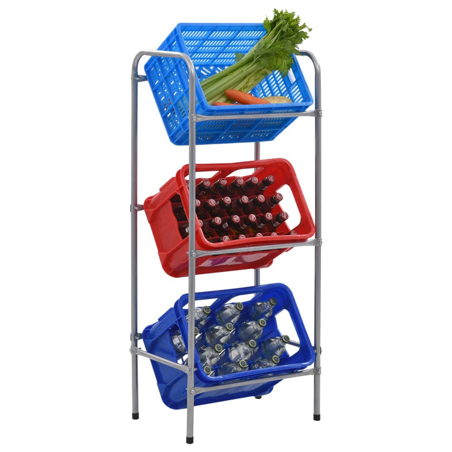 Opbergrek Voor 3 Kratten 50X33X6 Staal Zilverkleurig 50 x 33 x 116 cm