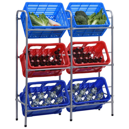 Opbergrek Voor 6 Kratten Steel Zilverkleurig 96 x 33 x 116 cm