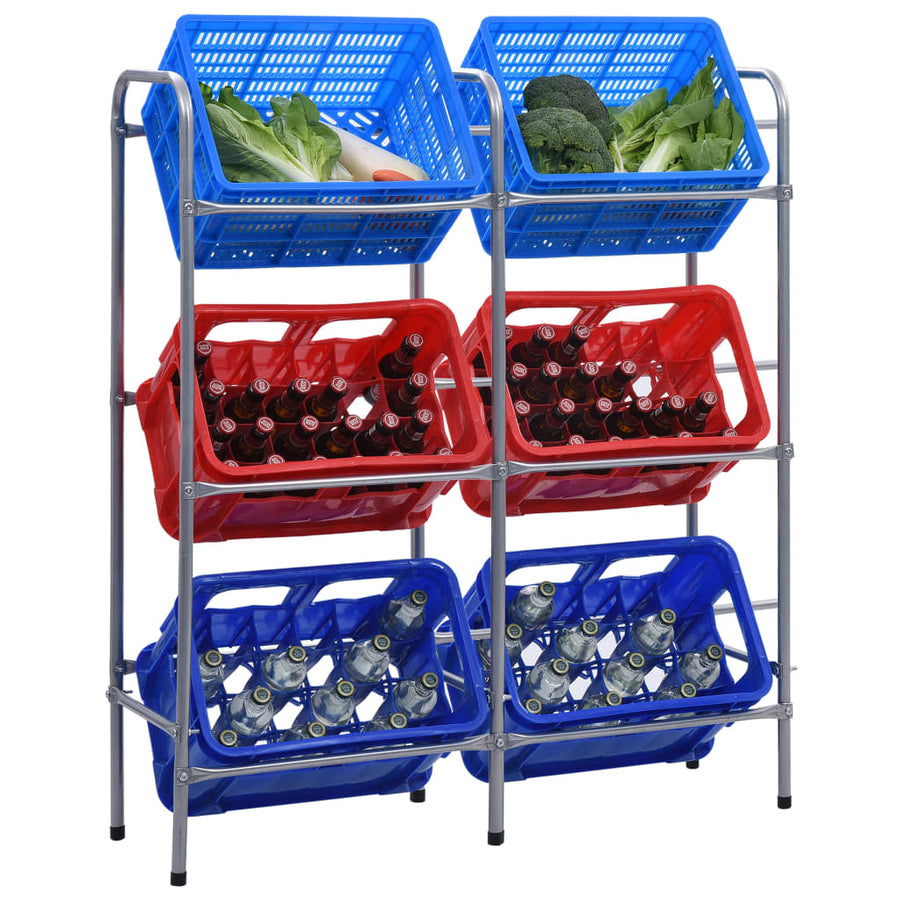 Opbergrek Voor 6 Kratten Steel Zilverkleurig 96 x 33 x 116 cm