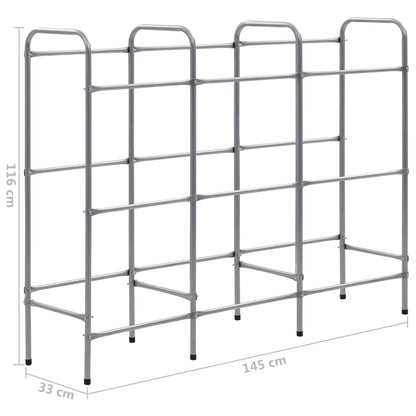 Opbergrek Voor 9 Kratten 45X33X6 Staal Zilverkleurig 145 x 33 x 116 cm