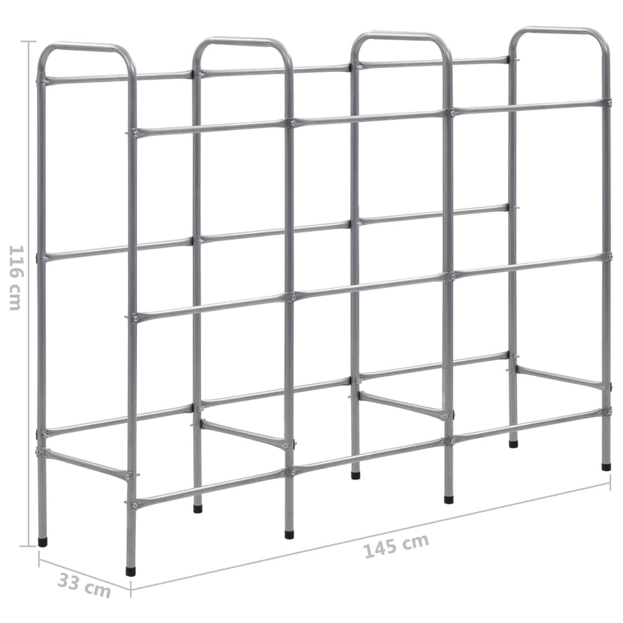 Opbergrek Voor 9 Kratten 45X33X6 Staal Zilverkleurig 145 x 33 x 116 cm