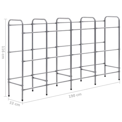 Opbergrek Voor 2 Kratten Staal Zilverkleurig 190 x 33 x 116 cm