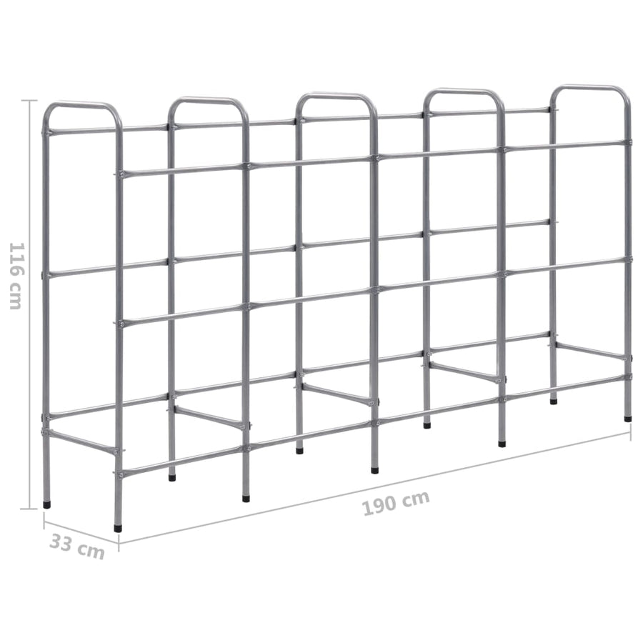 Opbergrek Voor 2 Kratten Staal Zilverkleurig 190 x 33 x 116 cm