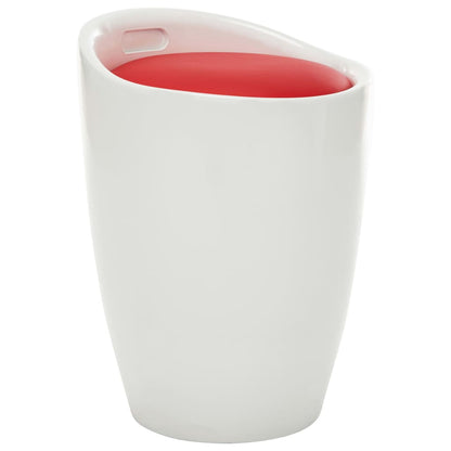 Opbergkruk kunstleer wit en rood