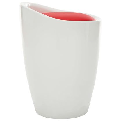 Opbergkruk kunstleer wit en rood