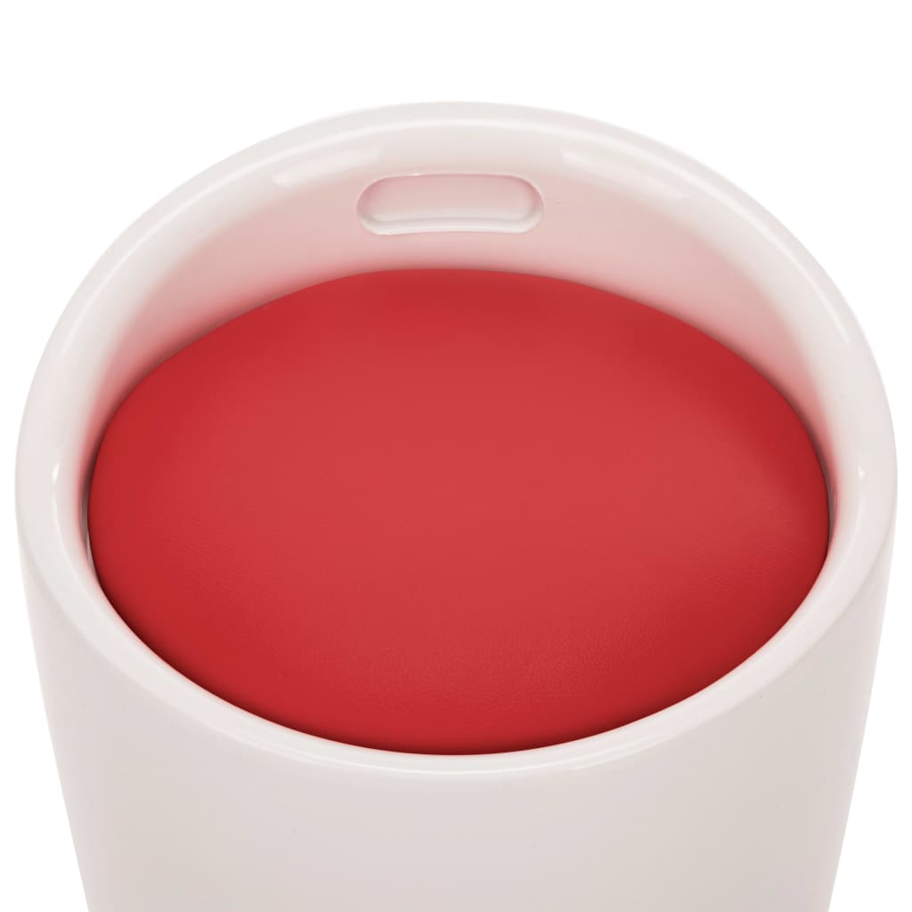 Opbergkruk kunstleer wit en rood