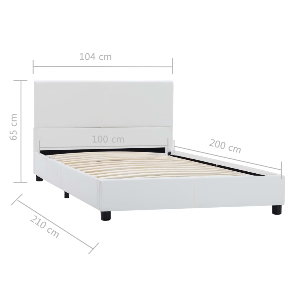 Bedframe Kunstleer Wit 100X200 Cm 100 x 200 cm