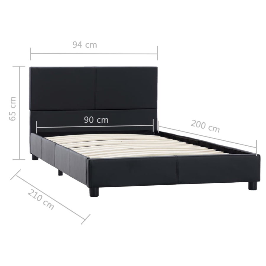 Bedframe Kunstleer Zwart 90X200 Cm 90 x 200 cm