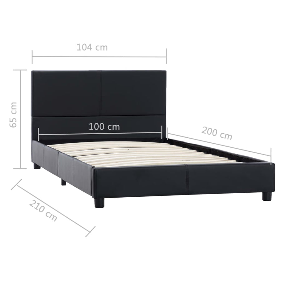 Bedframe Kunstleer Zwart 100X200 Cm 100 x 200 cm