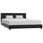 Black faux leather bed frame 160x200 cm