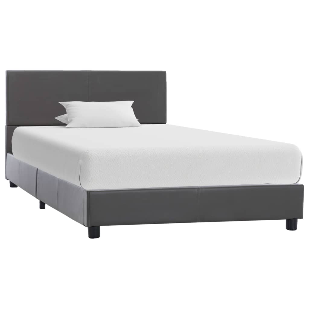 Bedframe kunstleer grijs 90x200 cm