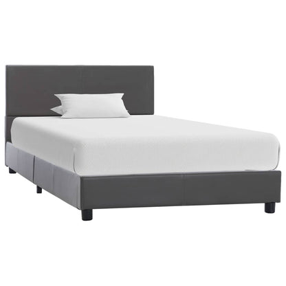 Bedframe kunstleer grijs 90x200 cm