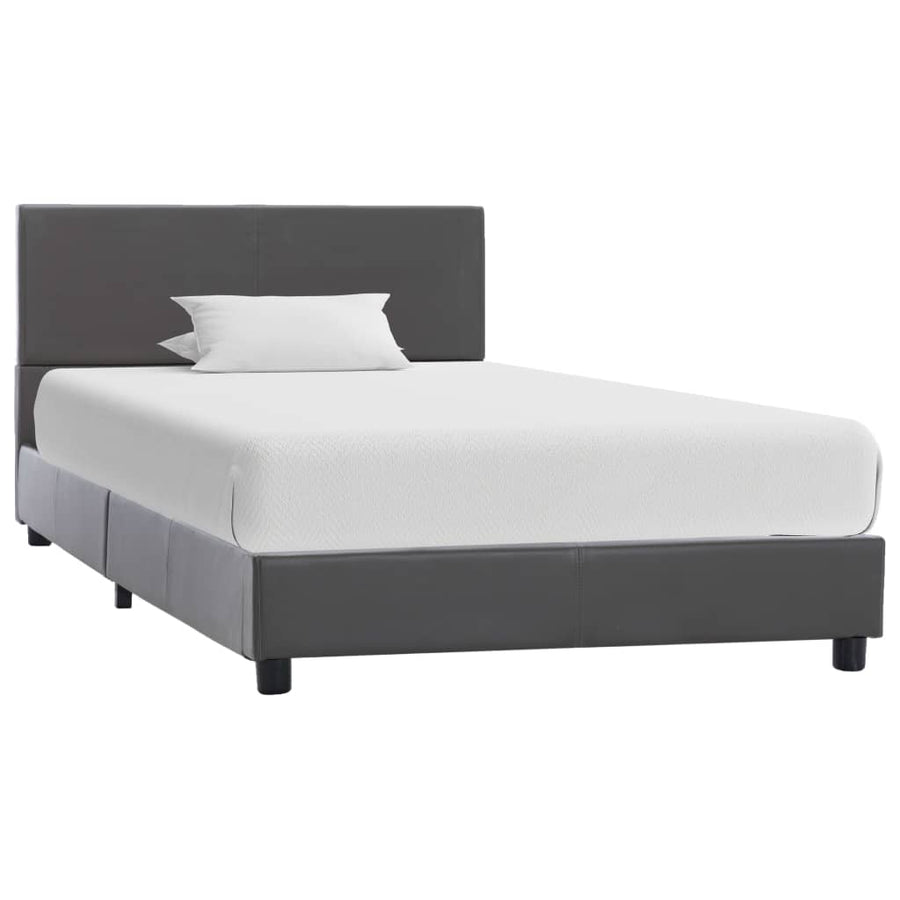 Bedframe kunstleer grijs 90x200 cm