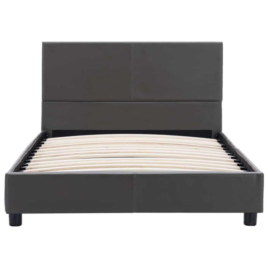 Bedframe kunstleer grijs 90x200 cm