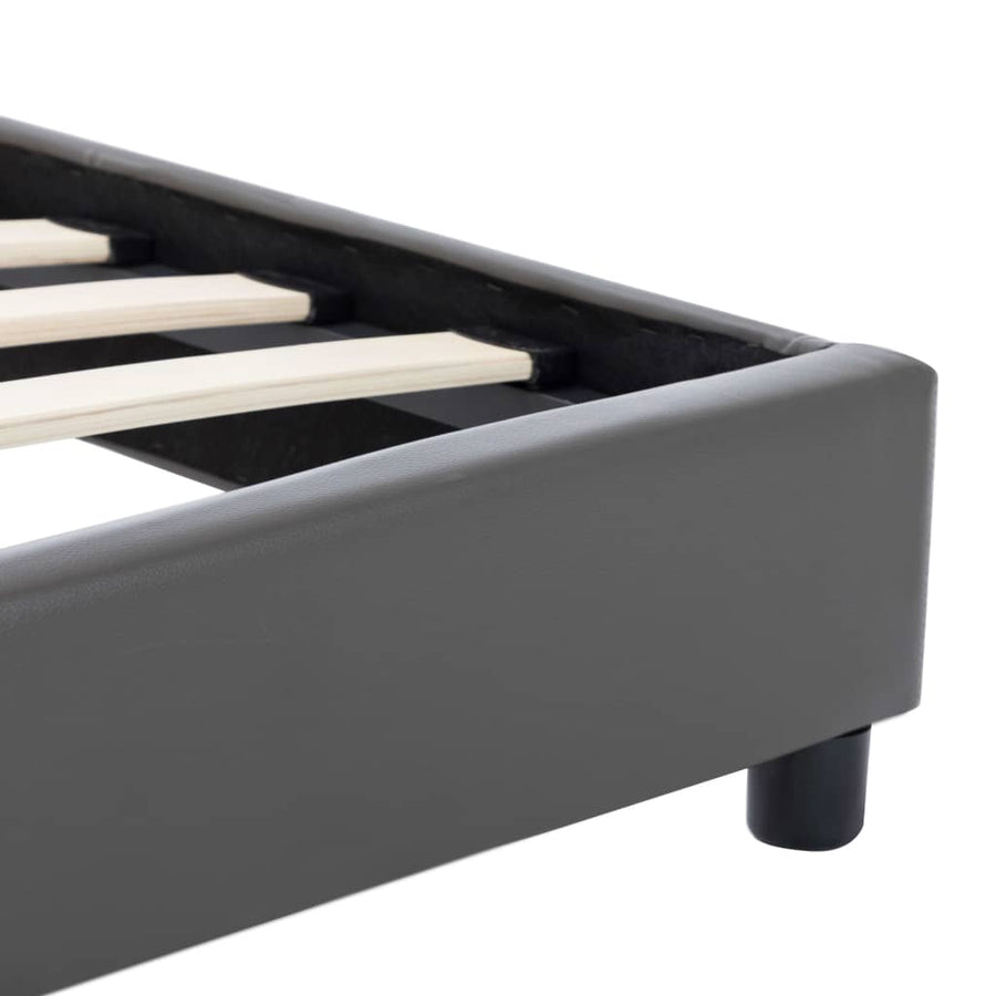 Bedframe kunstleer grijs 90x200 cm