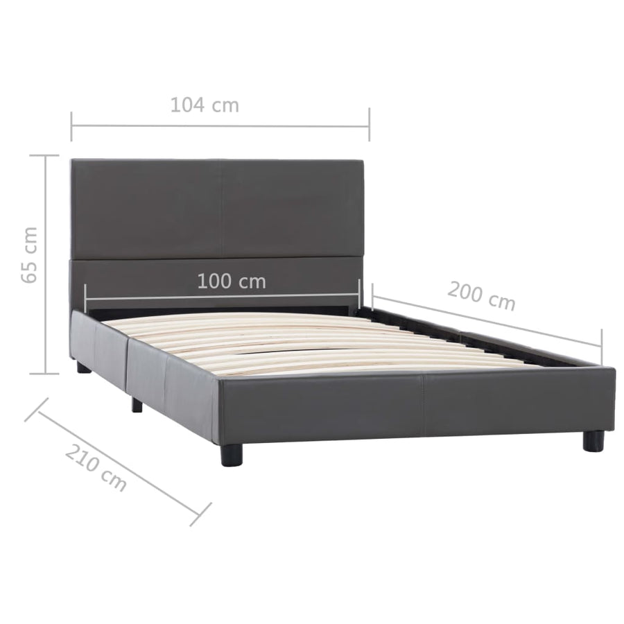 Bedframe kunstleer grijs 100x200 cm