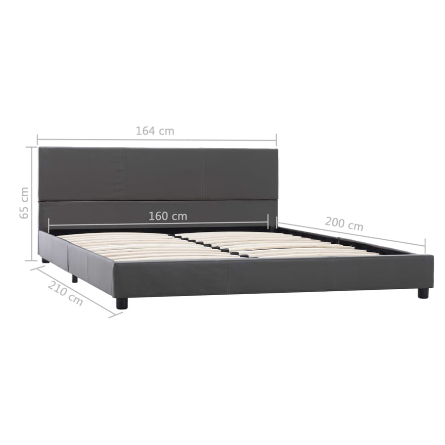 Bedframe kunstleer grijs 160x200 cm