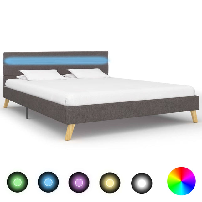 Bedframe Met Led Stof 160 x 200 cm Lichtgrijs