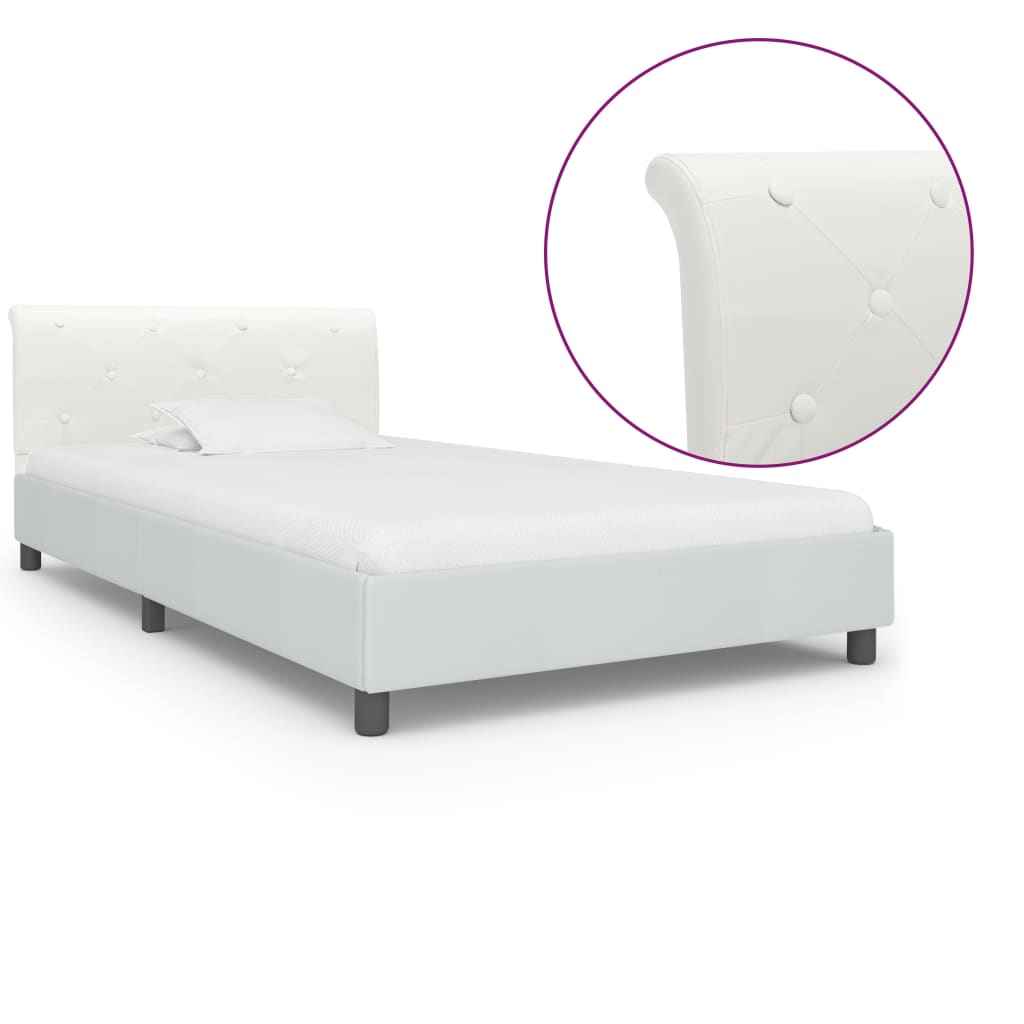 Bedframe kunstleer wit 90x200 cm