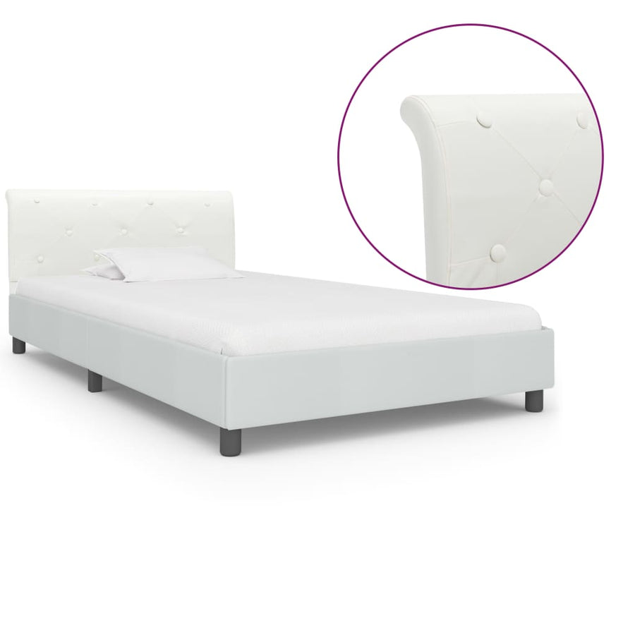 Bedframe kunstleer wit 90x200 cm