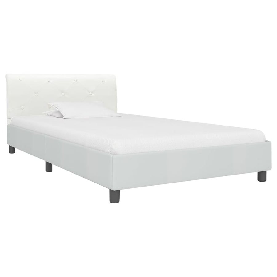 Bedframe kunstleer wit 90x200 cm