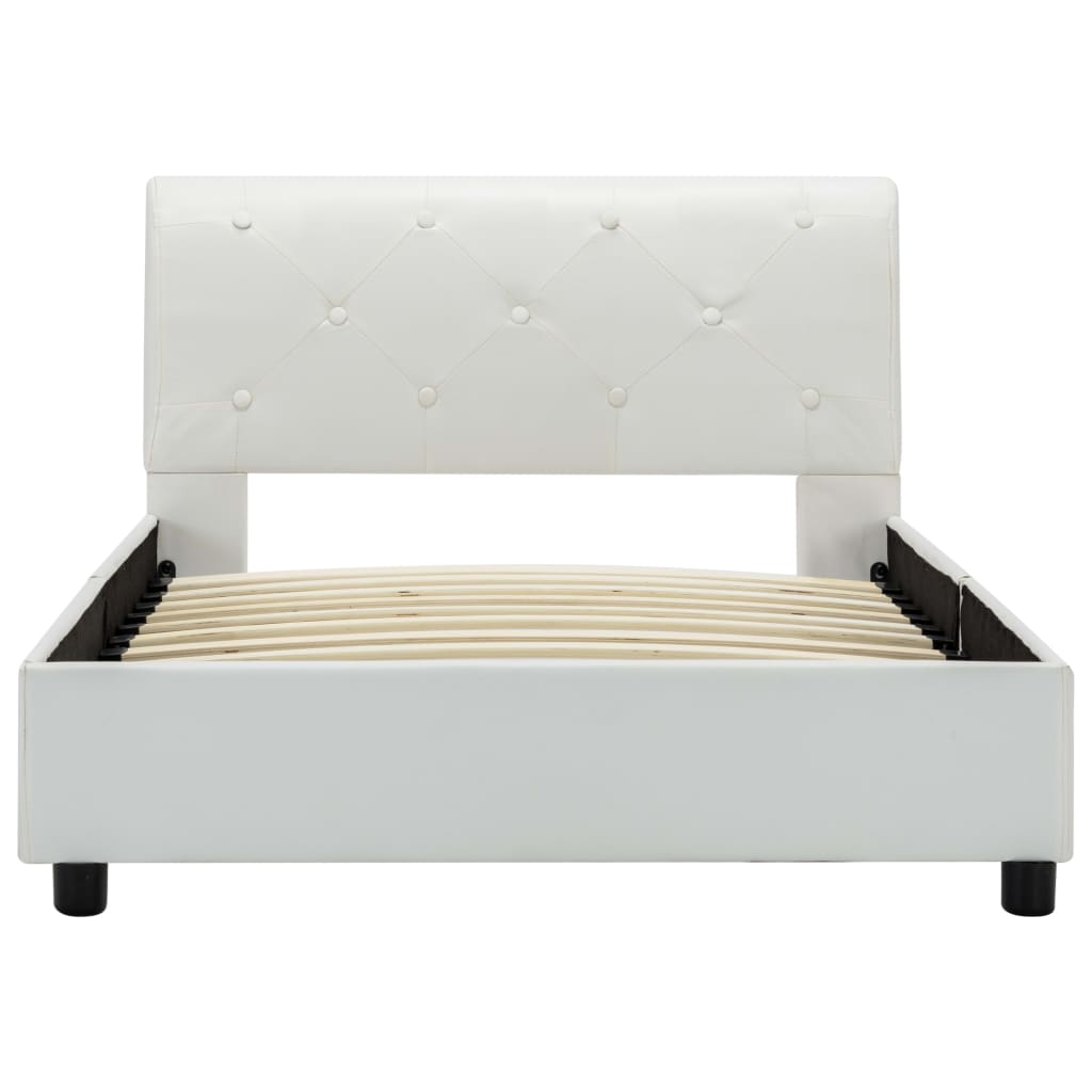Bedframe kunstleer wit 90x200 cm