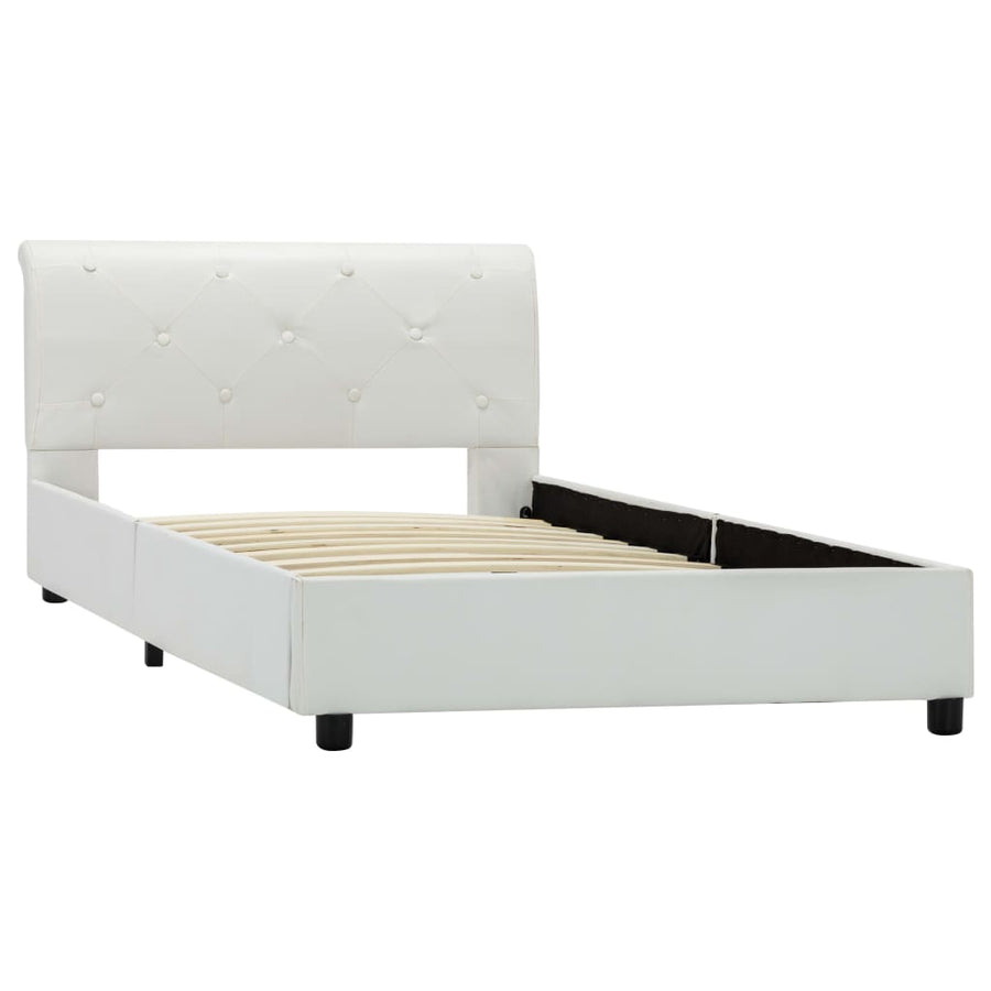 Bedframe kunstleer wit 90x200 cm