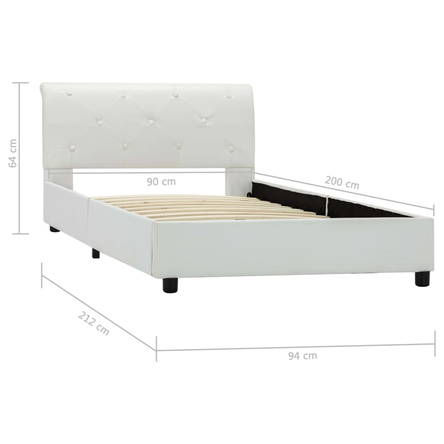 Bedframe kunstleer wit 90x200 cm
