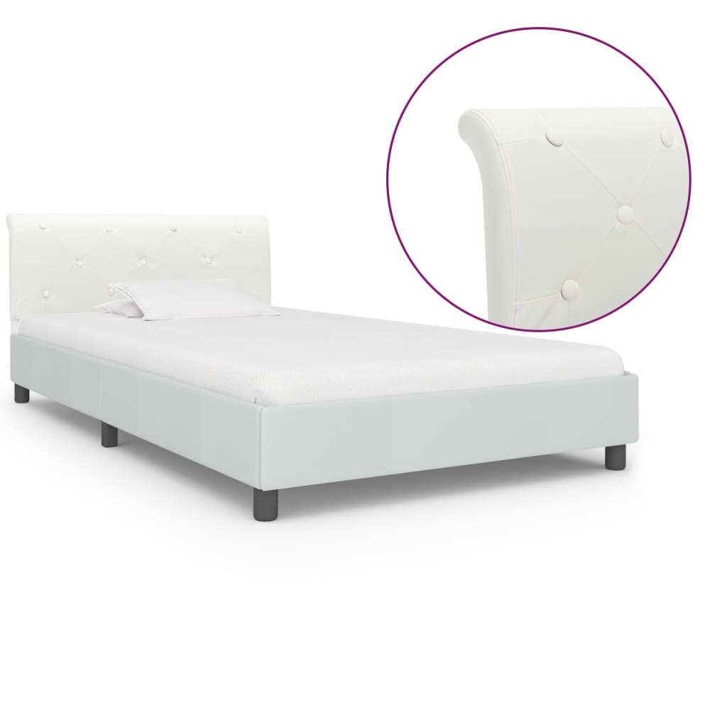 Bedframe kunstleer wit 100x200 cm