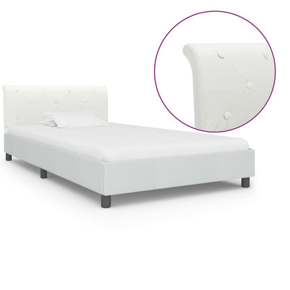 Bedframe kunstleer wit 100x200 cm