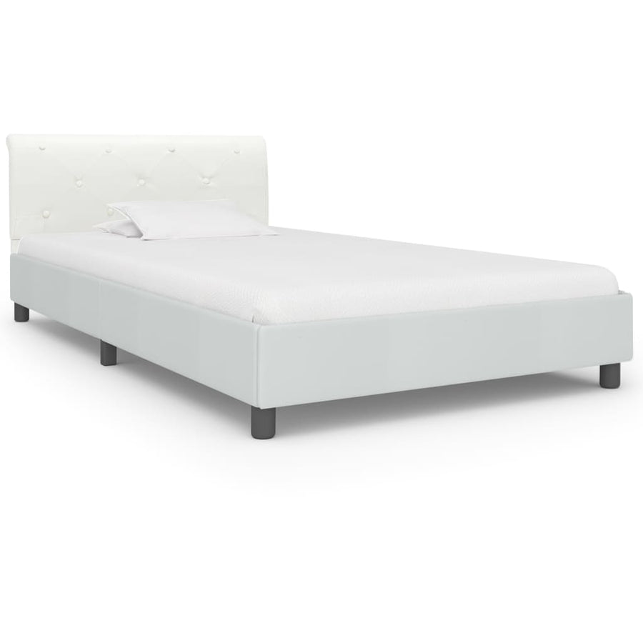 Bedframe kunstleer wit 100x200 cm