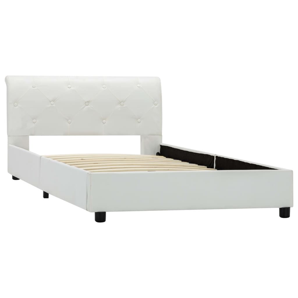 Bedframe kunstleer wit 100x200 cm