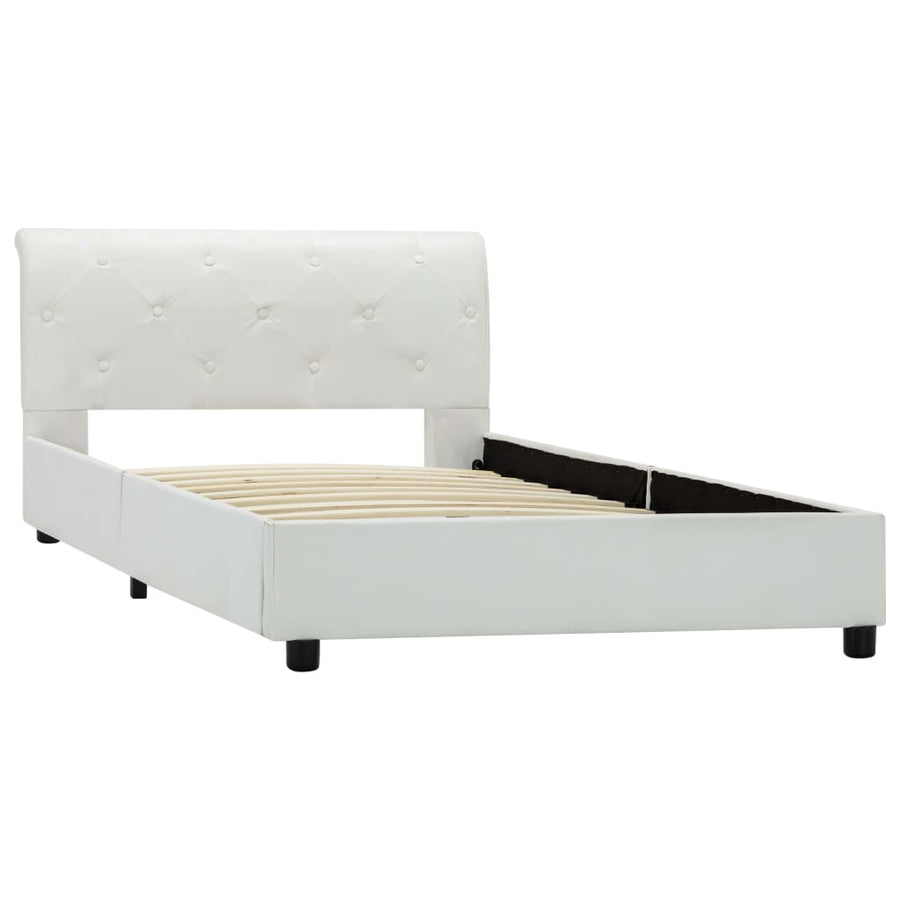 Bedframe kunstleer wit 100x200 cm