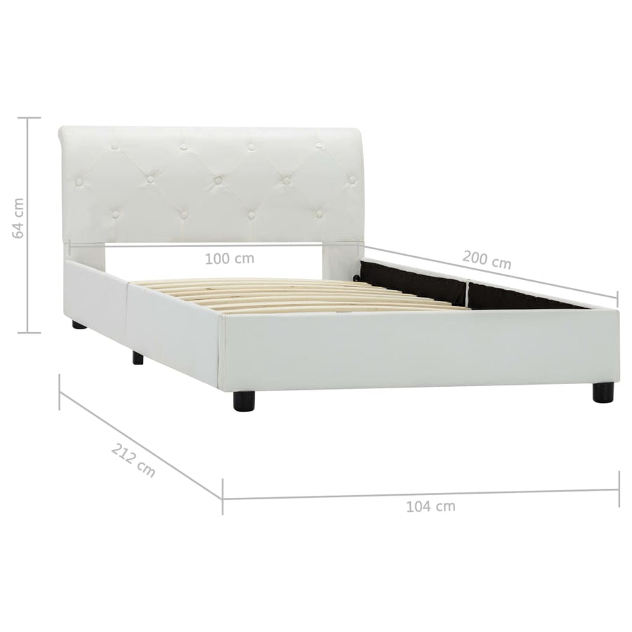 Bedframe kunstleer wit 100x200 cm