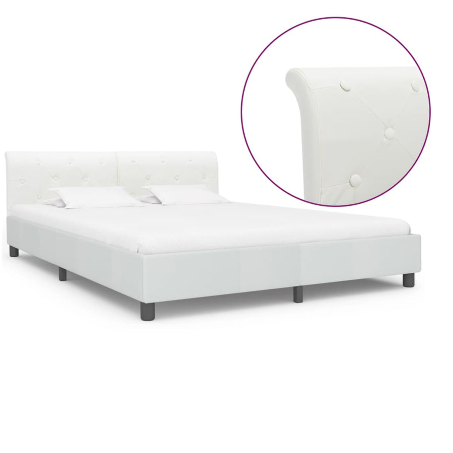 Bedframe kunstleer wit 180x200 cm