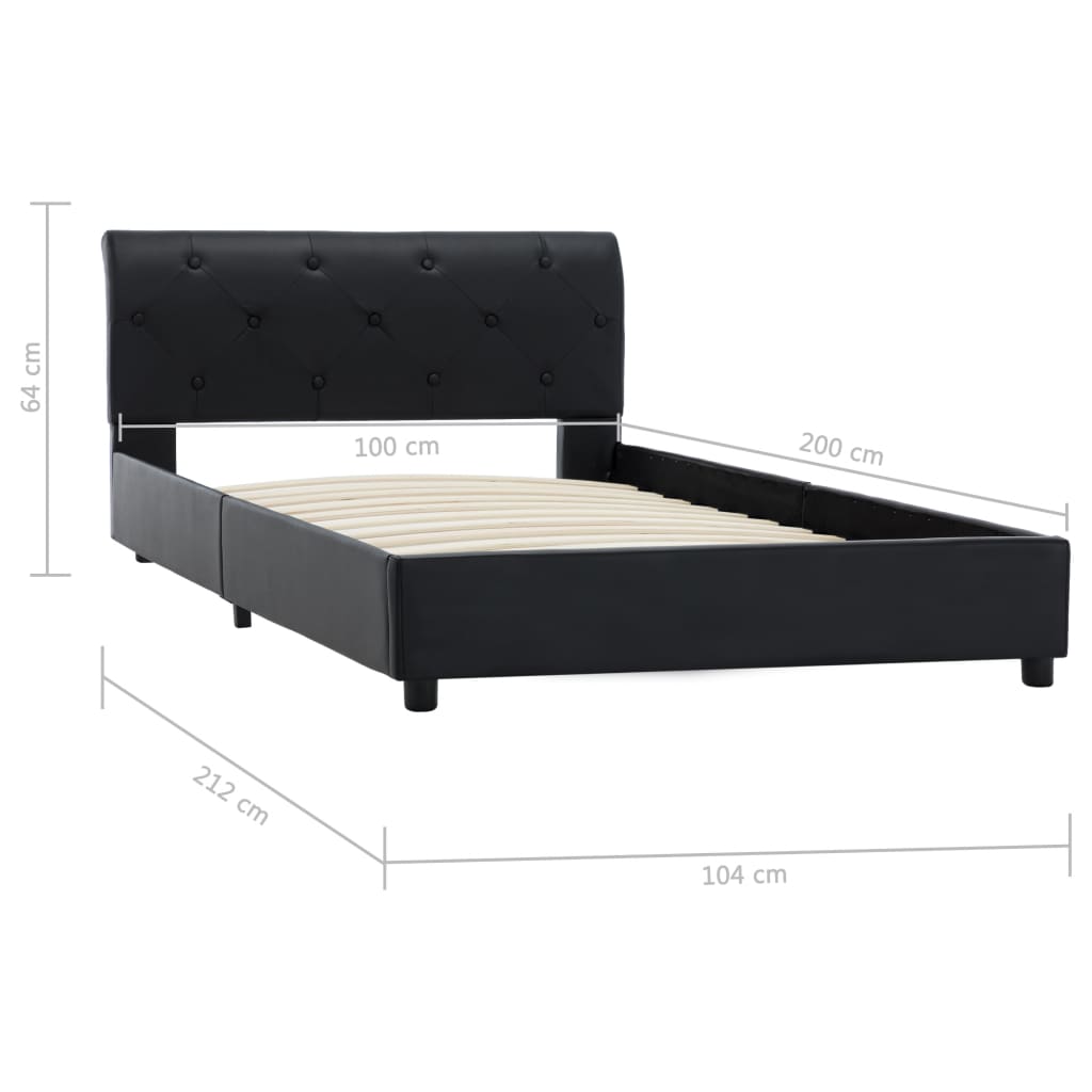 Bedframe Kunstleer 100 x 200 cm Zwart