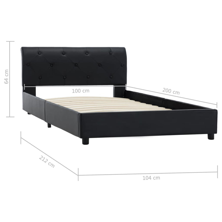 Bedframe Kunstleer 100 x 200 cm Zwart