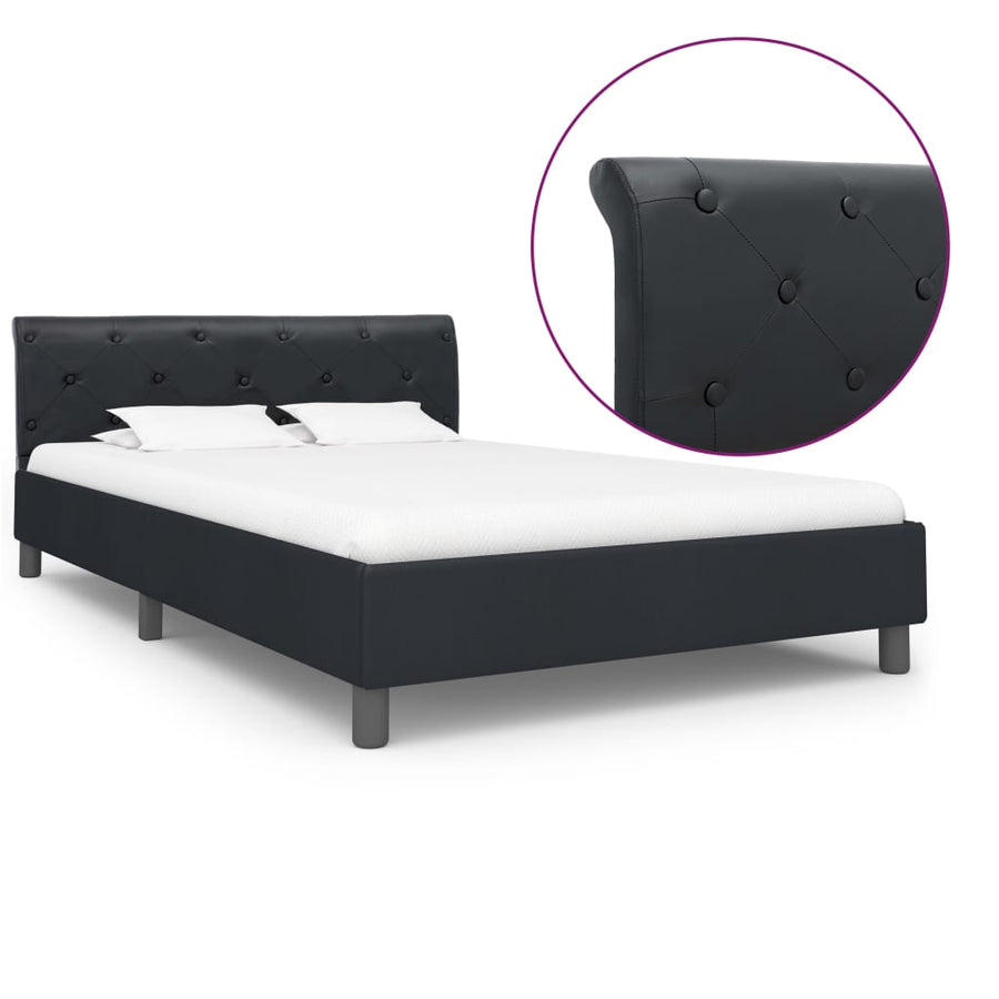 Bedframe Kunstleer 140 x 200 cm Zwart