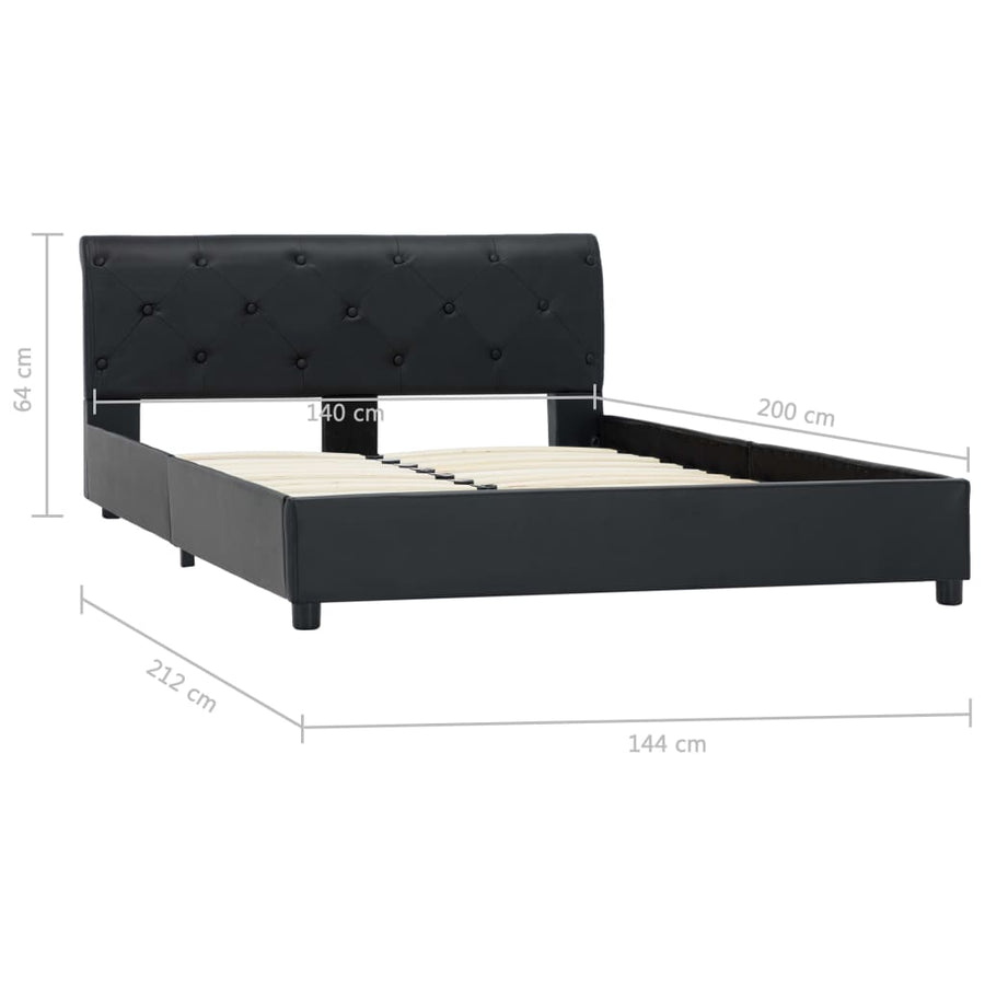 Bedframe Kunstleer 140 x 200 cm Zwart