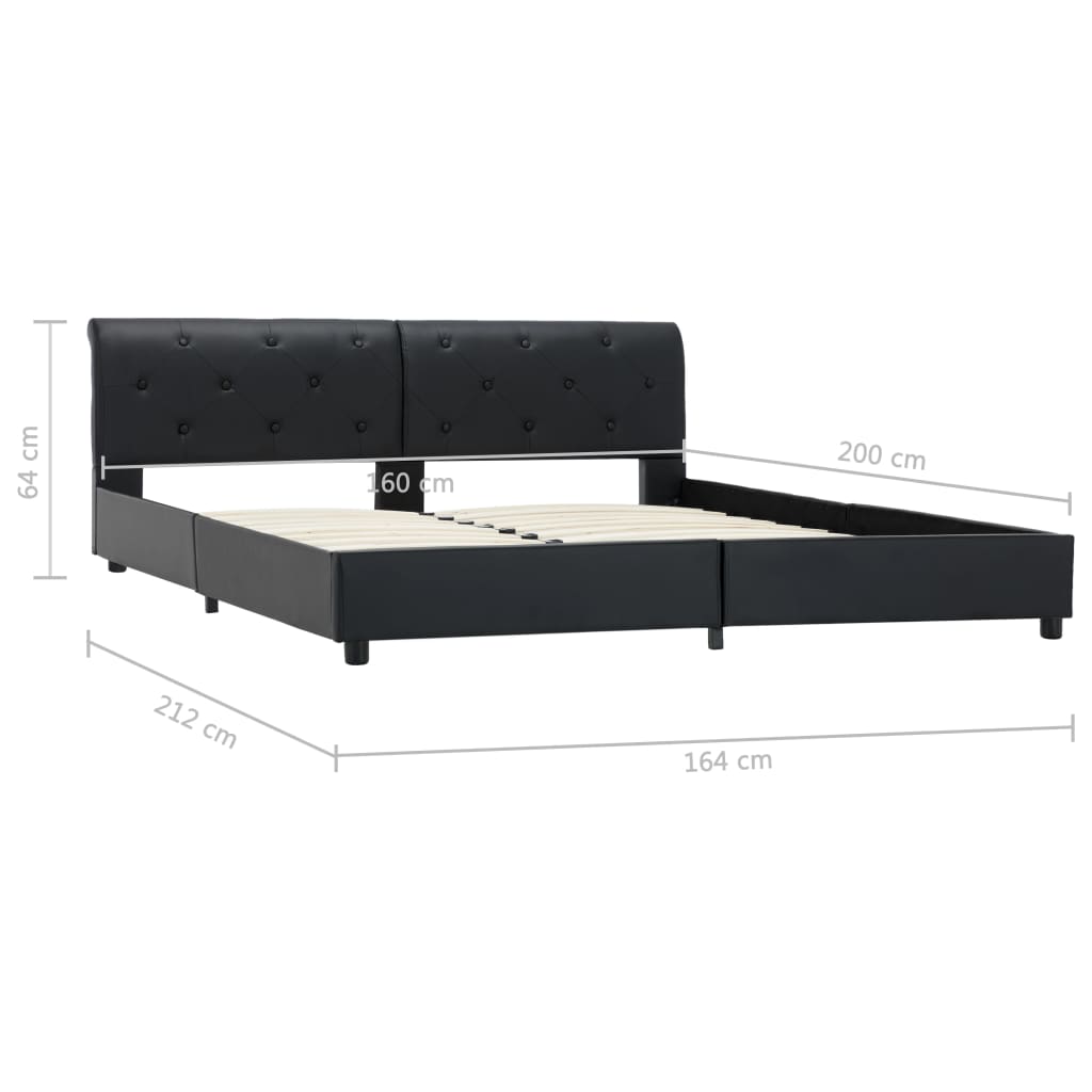 Bedframe Kunstleer 160 x 200 cm Zwart