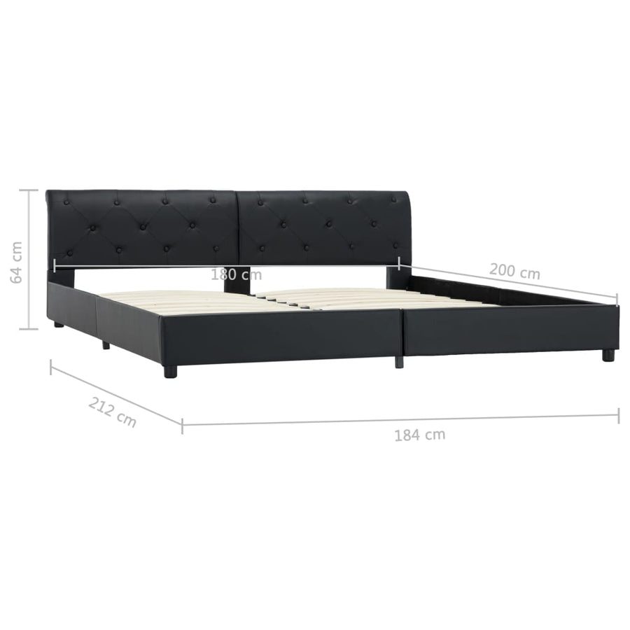 Bedframe Kunstleer Zwart 180X200 Cm 180 x 200 cm