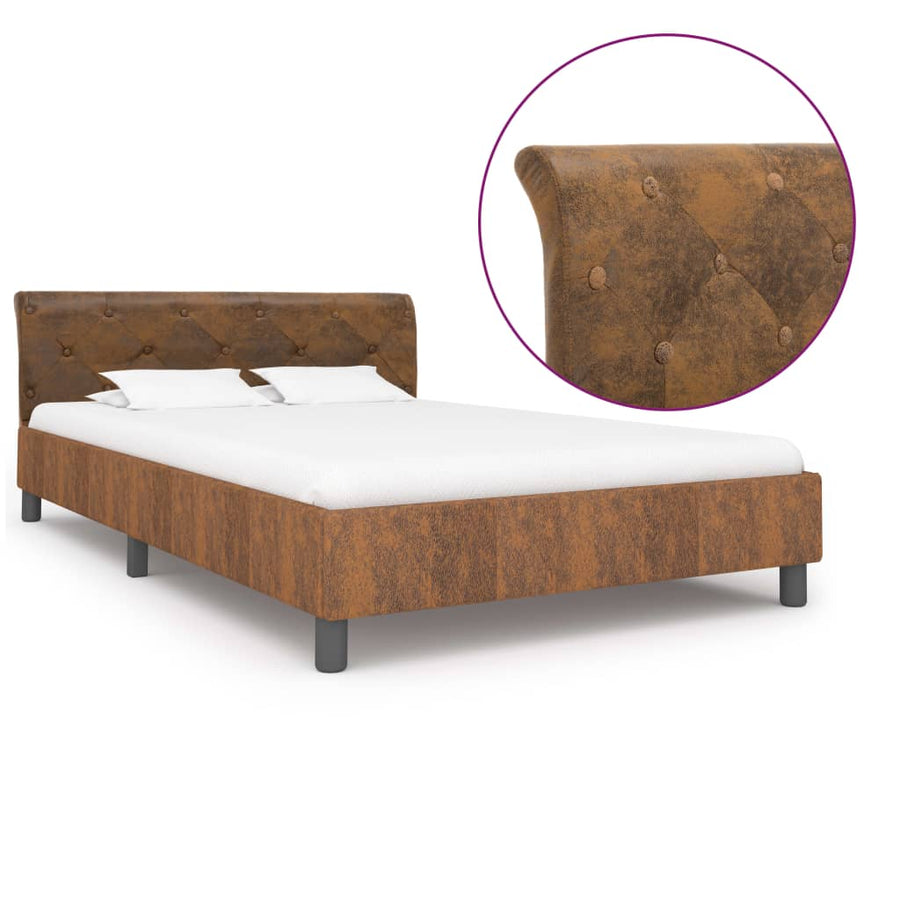 Bedframe Kunstsuède 120 x 200 cm Bruin