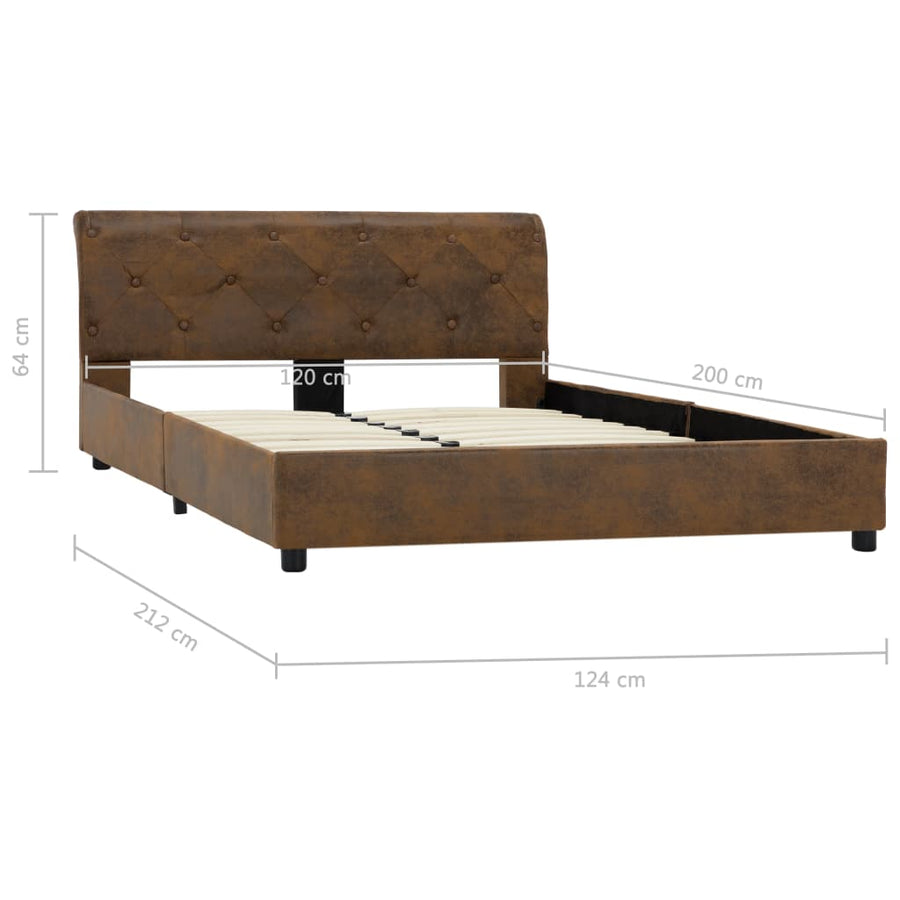 Bedframe Kunstsuède 120 x 200 cm Bruin
