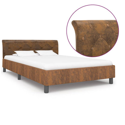 Bedframe Kunstsuède 140 x 200 cm Bruin
