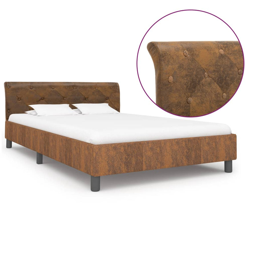 Bedframe Kunstsuède 140 x 200 cm Bruin